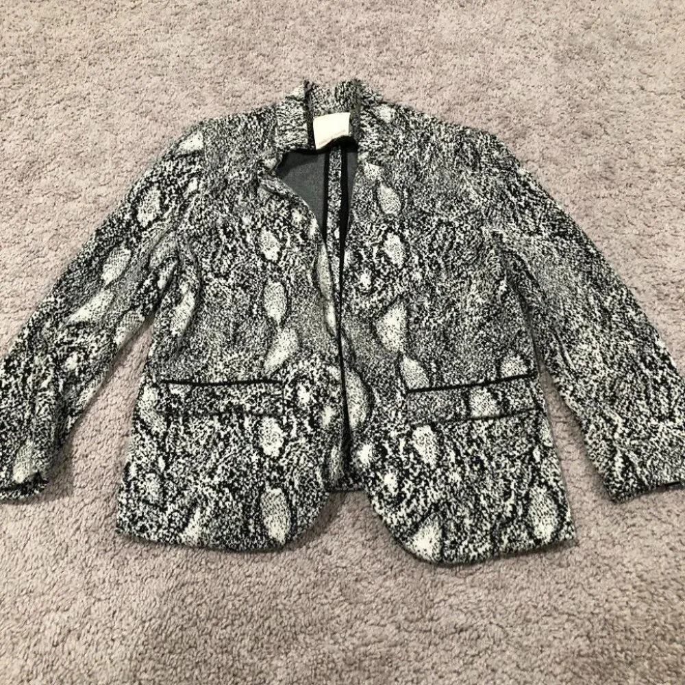 Rebecca Taylor‎ Black and White Snake Skin Print Knit Blazer Size 4